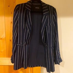 Sexy Reformation Blazer in Navy Pinstripe